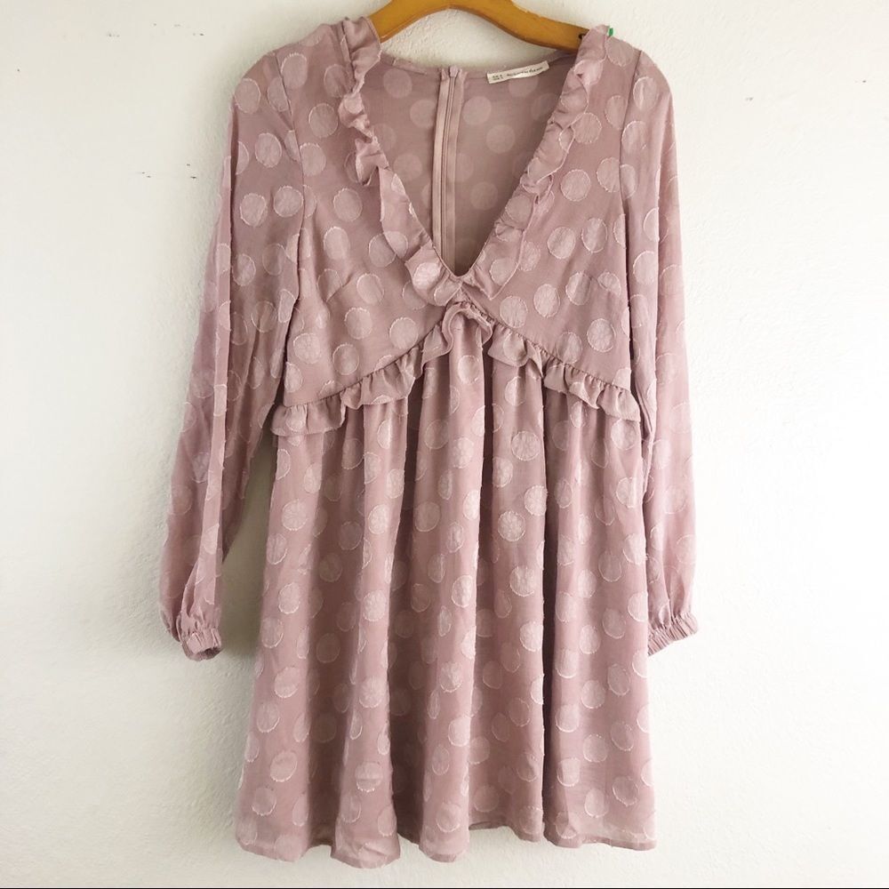 Llacie here comes the sun long sleeve pale pink mini dress size S